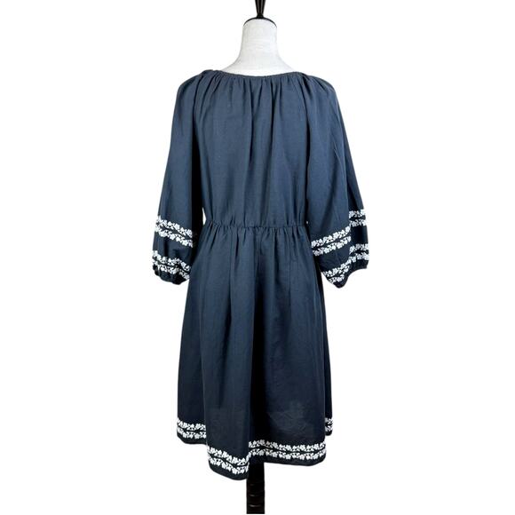 Sundance Josephena Garden Black & White Flower Embroidered Cottagecore Dress - Picture 4 of 13